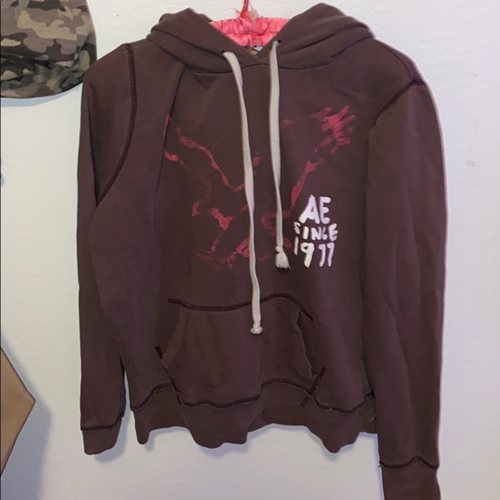 Brown and pink American Eagle hoodie